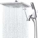 G-Promise All Metal 14 Inches Rainfall Shower Head with Handheld Spray Combo, 3 Settings Diverter, Adjustable Extension Arm with Lock Joints, 71 Inches Stainless Steel Hose (Chrome)