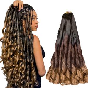 Pre-Stretched 12Pcs 54Inch TZ Curly Body #(1) 100 Percent Braiding Hair For Boho Braids Natural Look & Soft Feel Perfect for Protective Hairstyles (1, 4)
