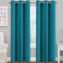 Turquoize Teal Blackout Curtains Themal Insulated Grommet/Eyelet Top Blackout Curtain Drapes for Bedroom Window Treatment Panels Nursery & Infant Care Panels Drapes, 1 Panel, 112 x 104, Teal