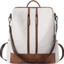 CLUCI Leather Backpack Purse for Women Convertible Large Travel Ladies Designer Fashion Casual College Shoulder Bag (0-3 Beige With Brown)