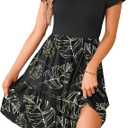 AUSELILY Women Summer Dress Casual Short Sleeve Sundress V Neck Floral Tiered Beach Dresses with Pockets, Size L