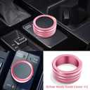 Polodunn for Toyota Tundra 2022-2025 2026 & Sequoia 2023-2025 2026 Accessories, Aluminum Alloy Knob Cover Trim 5-Piece/Set (Pink, Fit 8-inch Display Screen)