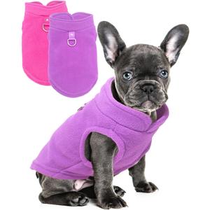2 Pieces Fleece Dog Sweater Vest Winter Warm Dog Clothes for Small Dogs Male Female Fall Pullover Puppy Clothes with D-Ring Soft Puppy Sweater Cold Weather Doggie Coat Outfit (Rose,Purple, Medium) (Medium(7-10lbs))
