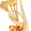 Coffee Spoon Set with Holder,4.1'' Mini Dessert Spoons Set,Espresso Spoons Set,Elegant and Charming Decorative Coffee Spoon Organizer Serving Kit for Fruit,Stirring,Mixing,Sugar,Ice Cream,Cake(Gold)