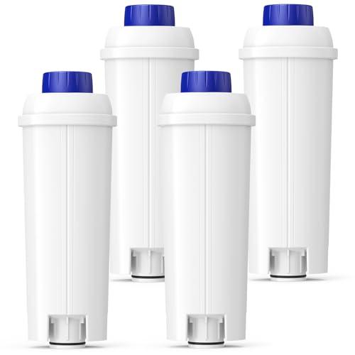 DLSC002 Water Filter Replacement Compatible With Delonghi Coffee Machine Filter Activated Carbon Softener For De'longhi Magnifica evo, Dinamica, Eletta, ECAM, ESAM, ETAM, Bco410/420, Ec680/800, 4 Pack