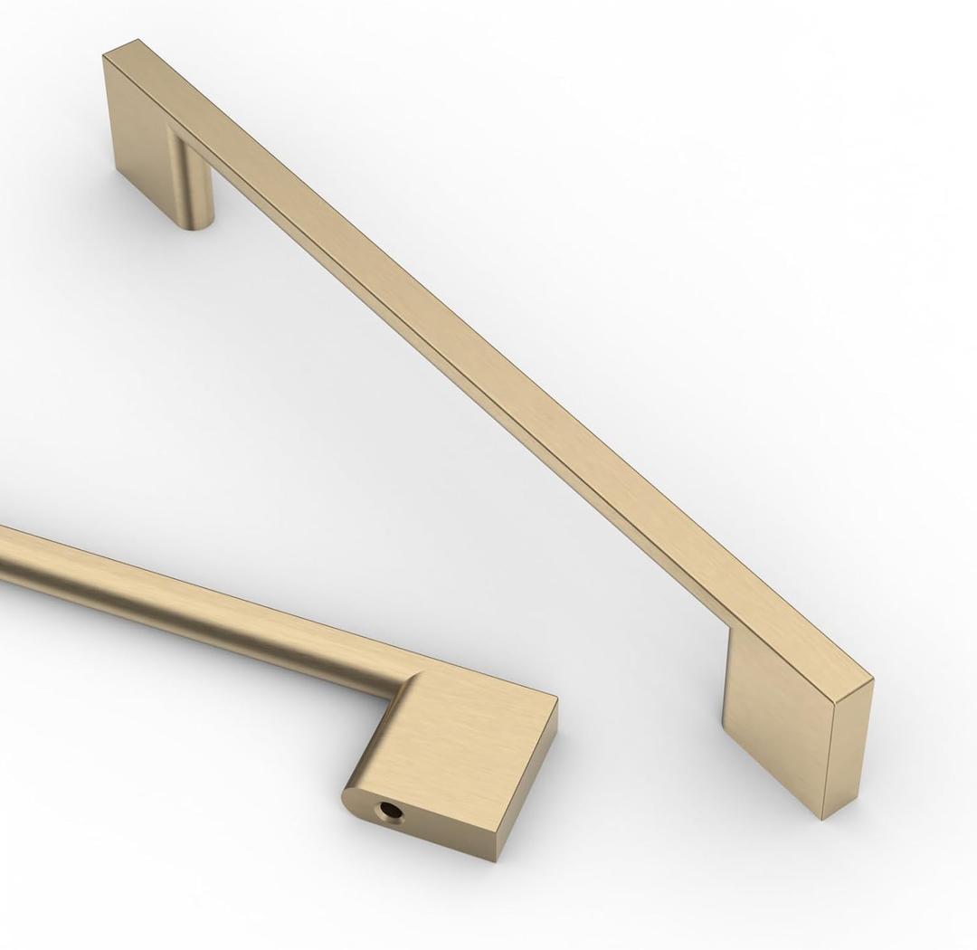 Asidrama 6 Pack 6.3 Inch(160mm) Brushed Brass Kitchen Cabinet Handles, Cabinet Pulls Kitchen Cabinet Hardware for Cupboard Drawer Pulls (6.3" Hole Center(160mm), Brushed Brass)