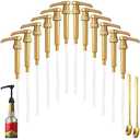 12 Pcs Syrup Pumps Dispenser, Compatible with 25.4 Oz/750ml Bottles, Great for Home & Coffee Bar Drinking Mixes, Tea, Beverage, Cocktails, Plus Spoons(Gold 5.23")