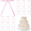 Pre-Tied Small Pink Coquette Bows for Cake 5 x 7 Inch, Pink Satin Ribbon Bows with Twist Tie for Birthday Party Decorations, Balloon, Crafts, Wedding, Christmas Tree (50 Pack)