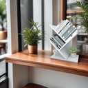 Godferyxin Tree Bookshelf, 3-Tier Small Bookcase for Desk – Wood Small Bookshelf with Storage Shelves, Mini Bookcase for Bedroom, Office, White Bookshelf, CDs, Magazines Desktop Book Tree