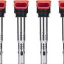 BDFHYK Ignition Coils Pack Compatible with Audi A3 A4 A5 A7 allroad Quattro Q5 Q7 R8 S4 S5 SQ5,Compatible with Tiguan VW Jetta Golf Passat GTI 2.0L 3.0L 3.2L 4.2L Coil for UF529 E1029 IC609 Set of 4