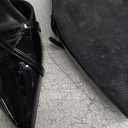 Coutgo Womens Slingback Kitten Heels Low Heel Closed Pointed Toe Pumps Buckle Strap Heeled Sandals Shoes (8.5, Black)