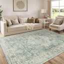 LIVEBOX Washable Area Rug 5x7 Rugs for Living Room Bedroom, Non-Slip Boho Indoor Carpet for Dining Room Office, Low-Pile Farmhouse Soft Carpets for Kids Nursery Playroom, Sage Green