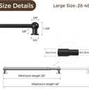 TWOPAGES 28-48" Black Cafe Curtain Rod with Rings for Kitchen Window | Adjustable 1/2" Rod, Perfect for Kitchen, French doors, Bathrooms, Inside & Outside Mount, 1 Pack