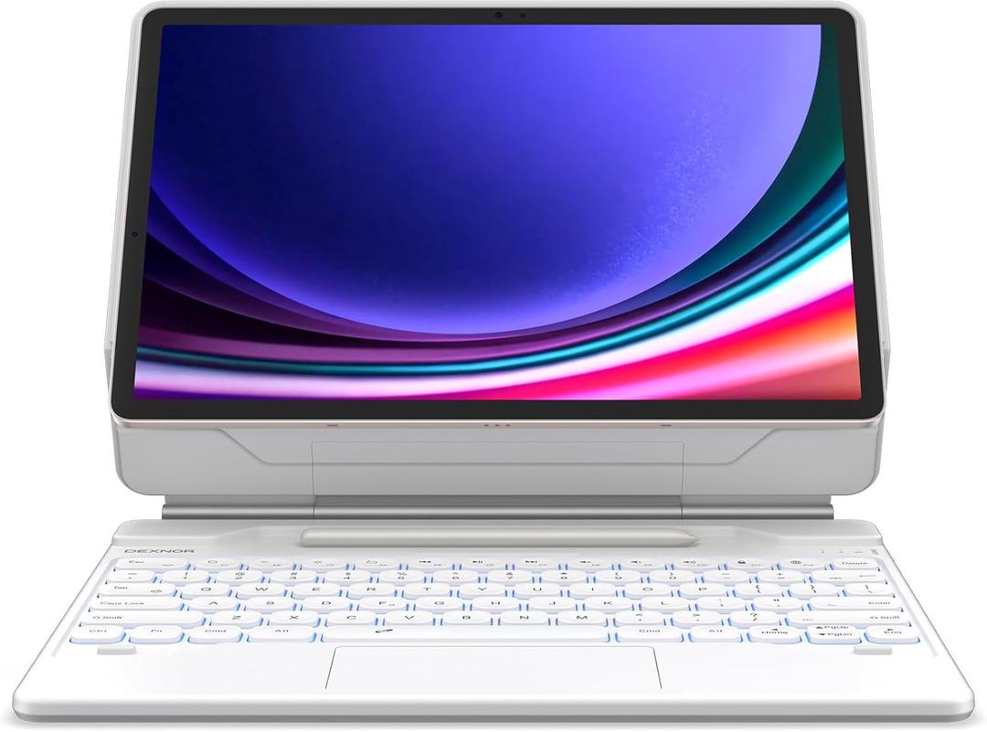 Dexnor for Samsung Galaxy Tab S10+ / S9+ / S8+ / S7+ Case with Keyboard, 12.4'' Floating Cantilever Magnetic Stand, Multi-Touch Trackpad, S Pen Holder - White