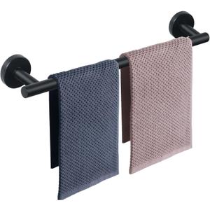 NearMoon Bath Towel Bar, Bath Accessories Thicken Stainless Steel Shower Towel Rack for Bathroom, Towel Holder Wall Mounted (1 Pack, Matte Black, 24 Inch)