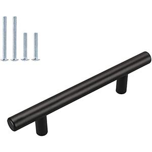 homdiy Black Drawer Pulls Cabinet Handles 10Pack - HD201BK Cabinet Door Handles 4-1/2 in Hole Centers Cabinet Hardware Modern Cabinet Pulls for Kitchen Cabintes