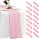 16 Pack Light Pink Cheesecloth Table Runners 20x120 Inch Gauze Table Runner Cheese Cloth 10FT Pink Table Runner Rustic Sheer Runner for Wedding Birthday Party Baby Shower Table Decor