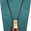 Boho Pendant Necklace for Women Long Sweater Necklace Chunky Leather Necklace Hippie Choker Necklace Unique Boho Jewelry