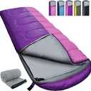 XL 10 Degree Sleeping Bags Waterproof for Adults 350GSM Machine Washable with Compression Sack for 3-4 Season Camping Outdoor (6.9lb with liner-Left)