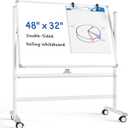 MaxGear Premium Large Rolling Whiteboard on Wheels, 48" x 32" Double-Sided Magnetic Dry Erase Board with Stand, Reversible Mobile Whiteboard with Aluminium Frame and Stand for Office, School