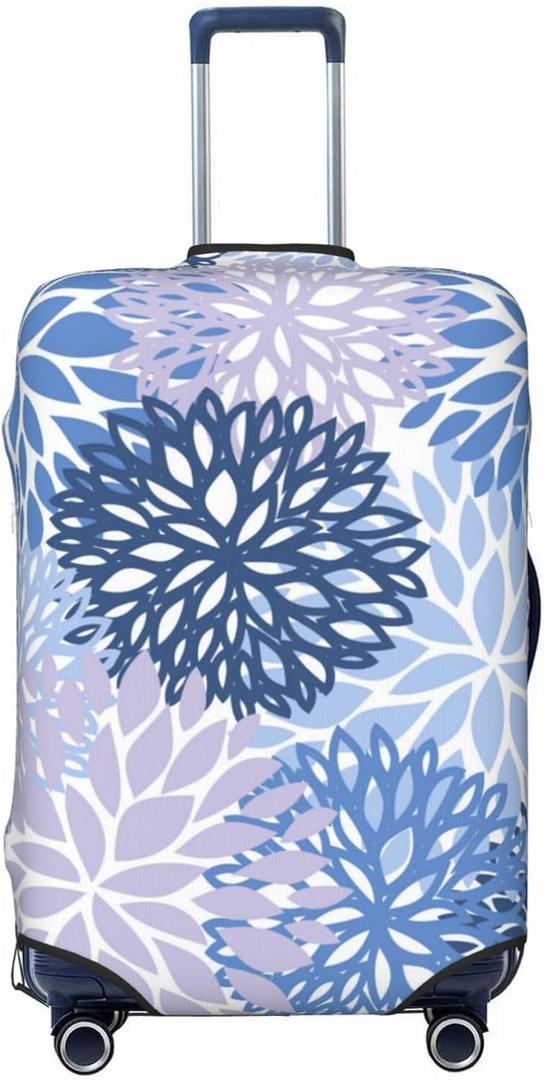 Blue Lilac Daisy Luggage Suitcase Covers Elastic Washable Chrysanthemum Flowers Luggage Protector Travel Suitcase Protective Cover For Kid And Adult, L (Fit 25-28 Inch Luggage)