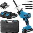 FULLYEA Cordless Reciprocating Saw, 3500 RPM Electric Saws with 4 Blades & 2 Batteries, Tool‑Free Blade Change, Handheld Saw Lightweight, Battery Reciprocating Saws for Cutting Wood PVC Pipe (Blue)
