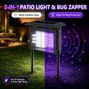 KING&DUKE Solar Bug Zapper Outdoor, 4000V Mosquito Zapper, Smart Rain Sensor, 2-in-1 Insect Trap and Patio Light for Yard Patio Camping (Missing power chord and legs that go into the ground)