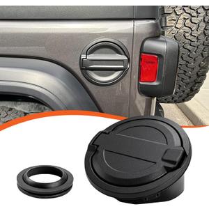 Fuel Filler Door Cover Gas Tank Cap Cover Compatible with Jeep Wrangler 2018-2024 JL JLU 2/4 Door, Aluminum Gas Cap-Black