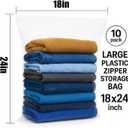 Large Clear Plastic Zipper Storage Bag 18"x24" 5 Gallon Reusable Resealable Zip-Top Storage Bags for Clothes, Blankets, Towels, Travel and Seasonal Closet Organization (10-Pack)