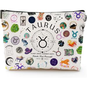 Taurus Gifts for Women, Taurus Zodiac Cosmetics Bag, Travel Makeup Bags, Taurus Birthday Gifts for Women & Astrology Lovers