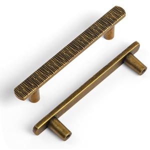Goo-Ki 3-3/4 Inch96mm Hole Centers Luxurious & Sturdy Zinc Alloy Cabinet Handls, Antique Brass Cabinet Pulls for Kitchen, Drawer, Cupboard & Wardrobe, 6 Pack