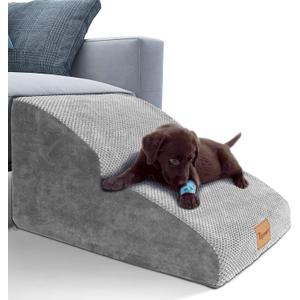 Topmart High Density Extended Foam Dog Ramp&Steps 2 Tiers,11.8" High,Non-Slip Dog Stairs,Soft Foam Pet Ladder with Waterproof Cover,Best for Injured,Older Cats,Pets with Joint Pain