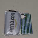 TKJSQ Magnetic for iPhone 16 Phone Case, Cute Striped Pattern Aesthetic Gloss Design, Stylish Shockproof Soft TPU and Hard PC 2-in-1 Protective Cover for iPhone 16, Blue Green