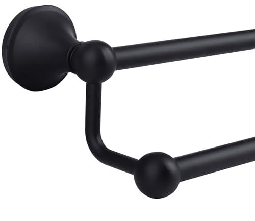 Ntipox Antique 24 Inch Bathroom Double Towel Bar Matte Black, Towel Racks for Bathroom Wall Mounted, Bathroom Towel Holder Black, Two Towel Rod Hanger for Hotel
