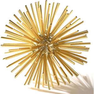 Gold Sphere Decor, Metal Gold Starburst Tabletop Sculpture Decor, Modern Metal Starburst Centerpiece, Spike Ball Decoration for Home Decor