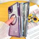 Fiyart Designed for iPhone 15 Case,Compatible with MagSafe Love Hearts Plating Soft Slim TPU Rectangular Magnetic Glitter Shockproof Phone Bumper for Women Girls 6.1"-Purple