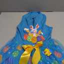 cyeollo Dog Easter Dress, Cute Doggie Easter Outfit, Soft Bunny Egg Print Dog Clothes, Comfy Doggie Tulle Skirt, Pullover Holiday Pet Apparel with Bowtie for Medium Large Dogs Girl, Blue 2XL