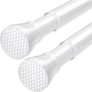 Tension Rods for Windows 28 to 48 Inch 2 Pack Spring Curtain Rods No Drilling White Tension Rod Adjustable Curtain Rods Expandable Pressure Spring Tension Rod for Closet, Doorway
