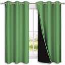 NICETOWN 100% Blackout Short Curtains with Black Liners, 2 Panels, 37" W by 50" L, Forest Green, Solid Thermal Insulated Full Blackout 2-Layer Lined Drapes, Energy Efficiency Window Drapes for Bedroom
