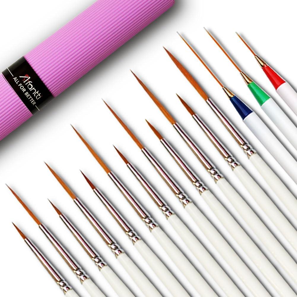 15 Pcs Detail Fine Paint Brushes Micro Mini Tiny Artist Paintbrush Set | Ultra Fine Point Tip | for Miniature Acrylic Script Liner Oil Watercolor Nail Art Painting