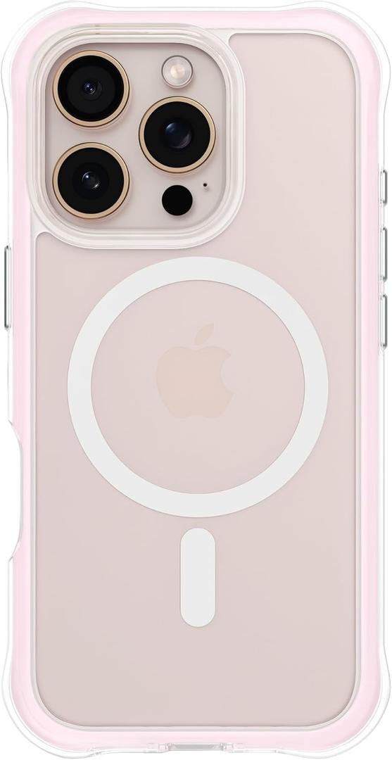 ORNARTO Air Case for iPhone 16 Pro Clear, Compatible with MagSafe, Military-Grade Drop Protection Cover with Built-in Air, Pink