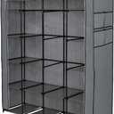  Portable Closet Organizer Storage, Wardrobe Closet with Non-Woven Fabric 14 Shelves, Easy to Assemble, Gray，Designed for Small Apartments