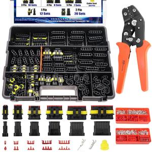 1008PCS 63 Sets Waterproof Automotive Electrical Connectors Waterproof Wire Connectors Automotive Replacement Ignition Plug Connectors 1/2/3/4/5/6 Pin with Ratcheting Crimper Pliers