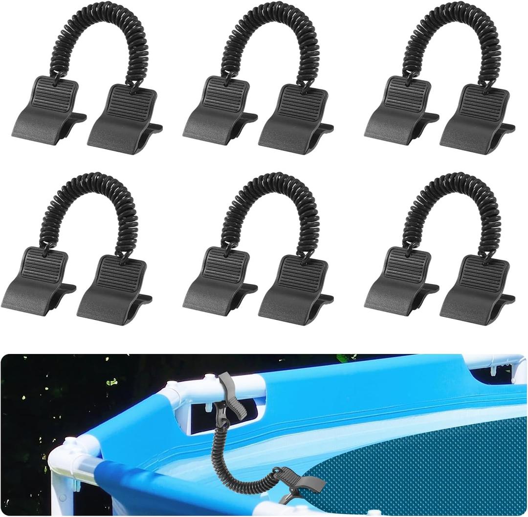 6pcs Swimming Pool Cover Clips for Above Ground Pools, Solar Cover Attachment Clips Wind Guard Pool Solar Cover Clips Black Pool Cover Clamps Kit