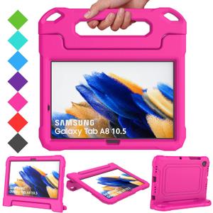Kids Case for Samsung Galaxy Tab A8 10.5 Inch 2022, Galaxy Tab A8 Case with Screen Protector, Shockproof Handle Stand Cover for Samsung Galaxy Tab A8 10.5 2022 (SM-X200/SM-X205/SM-X207), Pink