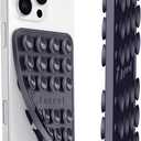 Anteel Double-Sided Silicone Suction Phone Case Mount, Enhanced Suction Cup Power and Thickened Grip for Selfies and Videos, Durable, Hands-Free Non Slip Accessories, 2.36"x3.66" (Black)