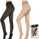 Fleece Lined Tights Sheer Women - Fake Translucent Warm Pantyhose Leggings Sheer Thick Tights for Winter (XXL)