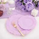 SUT 60PCS Purple Plastic Plates - Plastic Plates for Party, Purple Plates Disposable Heavy Duty, Including 10 inch Dinner Plates, 7 inch Dessert Plates, Plastic Plates for Wedding&Party