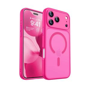 CANSHN Magnetic Compatible with iPhone 17 Pro Max Case, Upgraded [Full Camera Protection] [Compatible with Magsafe] [Translucent Matte] Shockproof Protective Phone Cover 6.9 Inch - Hot Pink