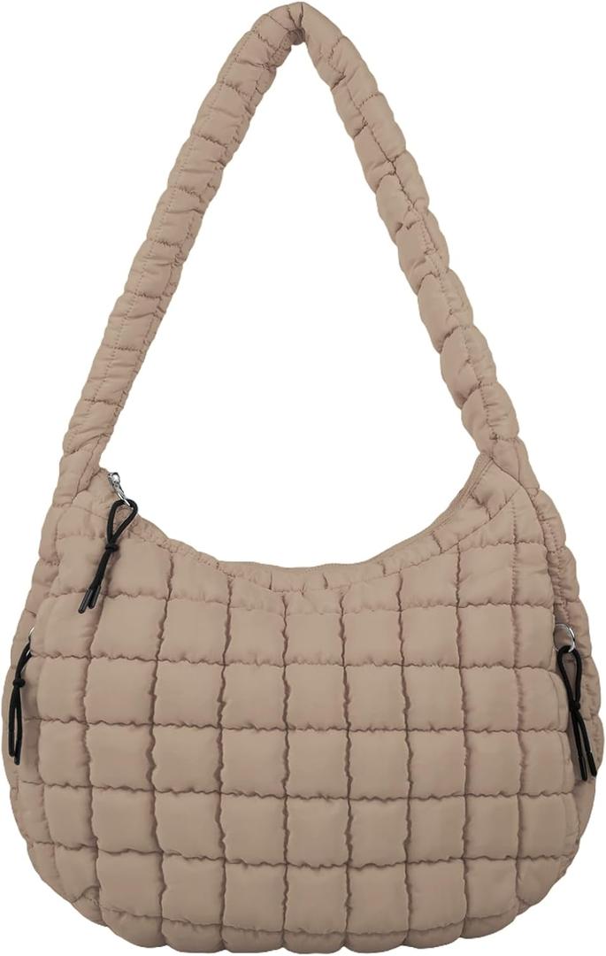 Quilted Puffer Tote Bag Puffy Crossbody Shoulder Bag with Zipper, Nylon Hobo Handbag Travel Carryall Bags for Women Girls (Medium, Khaki) Quilted Puffer Tote Bag Puffy Crossbody Shoulder Bag with Zipper, Nylon Hobo Handbag Travel Carryall Bags for Women Girls (Medium, Khaki)